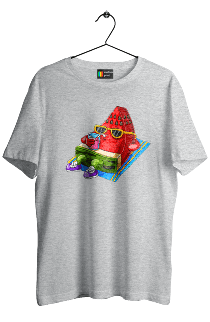 Футболка чоловіча з принтом "Кавун П'є Коктейль". Кавун, коктейль, літо. 2070702