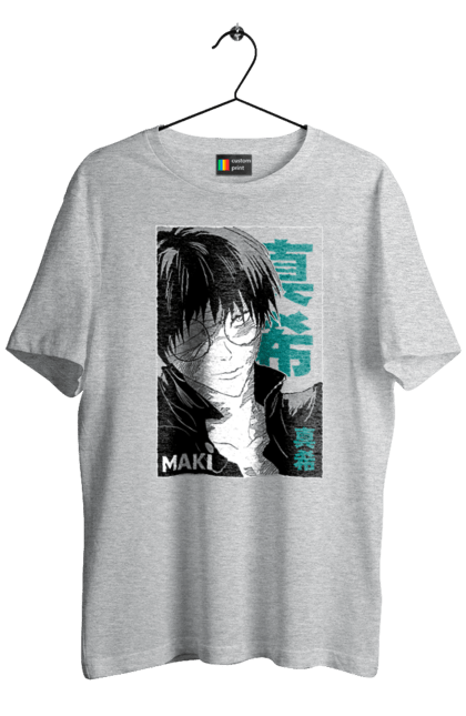 Men's t-shirt with prints Jujutsu Kaisen Maki. Anime, dark fantasy, jujutsu kaisen, magic battle, maki, maki zenin, manga, mystic. 2070702