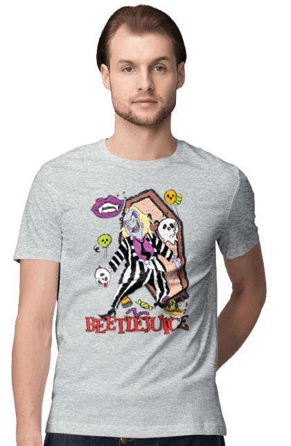 Men's t-shirt with prints Beetlejuice. Beetlejuice, comedy, ghost, horror, movie, tim burton, warner bros. 2070702