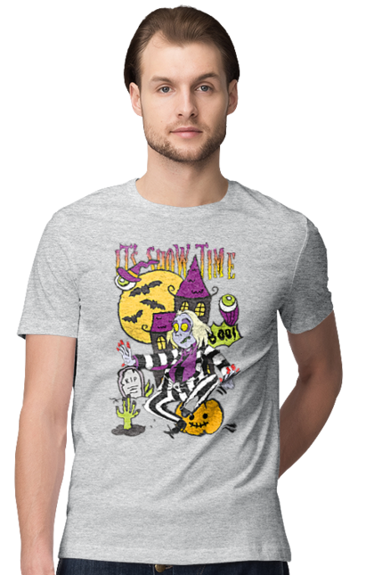 Men's t-shirt with prints Beetlejuice. Beetlejuice, comedy, ghost, horror, movie, tim burton, warner bros. 2070702