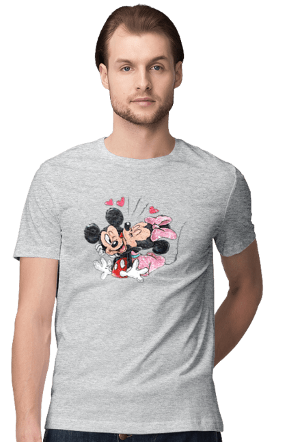 Футболка чоловіча з принтом "Міккі Маус та Мінні Маус". Mickey mouse, minnie mouse, дісней, міккі, міккі маус, мінні маус, мультфільм. 2070702