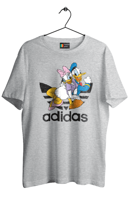 Футболка мужская с принтом Adidas Дональд Дак. Adidas, daisy duck, donald duck, адидас, дейзи дак, дональд дак, мультсериал, мультфильм. 2070702