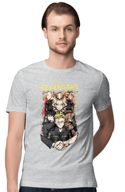 Men's t-shirt with prints Tokyo Avengers. Action movie, anime, fantasy, game, manga, takemichi, thriller, tokyo avengers, tokyo revengers, tv series. 2070702