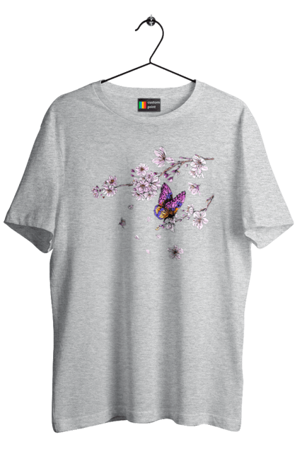 Men`s t-shirt with prints Butterfly And Sakura. Butterfly, sakura, spring, wood. 2070702