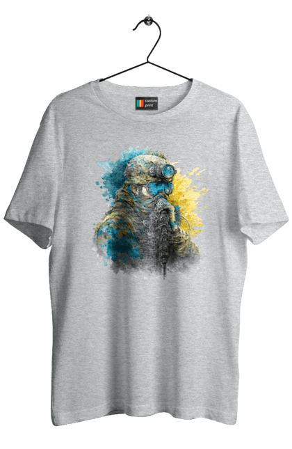 Футболка чоловіча з принтом "Снайпер ЗСУ". Армія, зсу, прапор україни, символи україни, снайпер, солдат, україна. 2070702