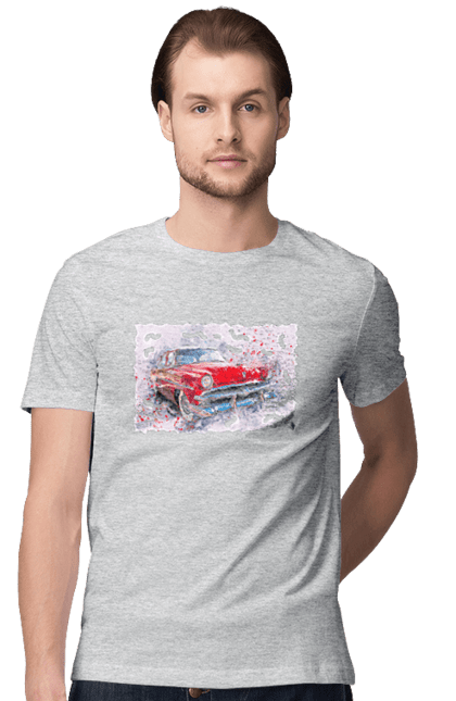 Men`s t-shirt with prints Car gas. Car, car gas, gas, road, victory, wheel. 2070702