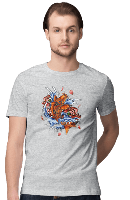 Футболка чоловіча з принтом "Риба і хвилі". Ryba, квітка, хвиля. 2070702