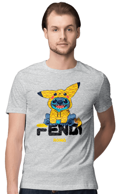 Футболка чоловіча з принтом "Fendi Стіч". Fendi, stich, бренд, будинок моди, італія, люкс, мода, стіч, сумка, фенді. 2070702