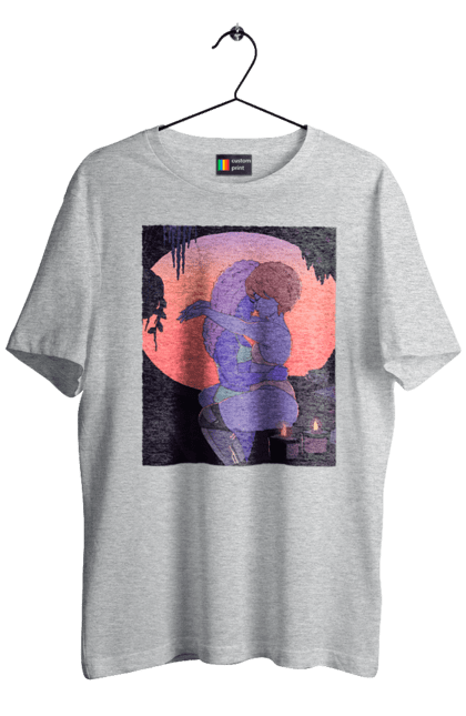 Футболка чоловіча з принтом "Фіолетові Дівчата Обіймаються". Захід, обійми. 2070702