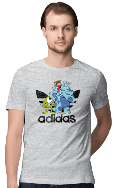 Футболка мужская с принтом Adidas Корпорация монстров. Adidas, monsters inc, pixar, адидас, корпорация монстров, мультфильм. 2070702