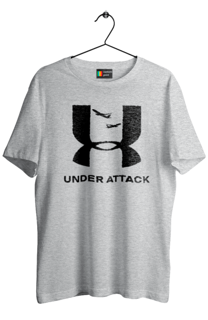 Футболка чоловіча з принтом "Under Attack black". Андер армор, бренди, гумор, приколи, прикольні, ундер армор. 2070702