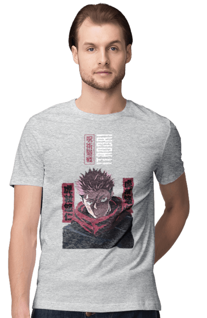 Футболка чоловіча з принтом "Магічна битва Ітадорі". Anime, jujutsu kaisen, manga, аніме, ітадорі, магічна битва, манга, містика, сукуна, темне фентезі. 2070702