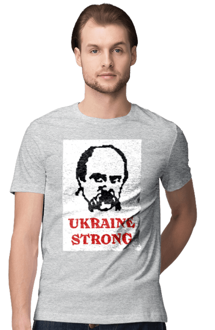 Футболка чоловіча з принтом "Тарас Шевченко". Бавовна, бавовнятко, війна, герб, доброго вечора, зсу, прапор україни, русский военный корабль, тарас шевченко, україна. 2070702