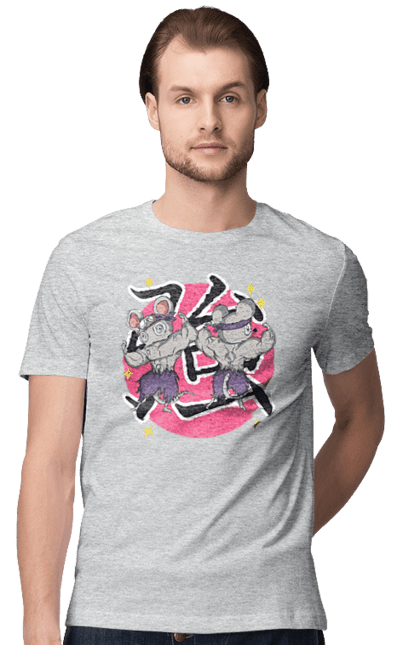 Men's t-shirt with prints Demon Slayer Uzui Tengen's mice. Anime, demon slayer, kimetsu no yaiba, manga, mice, serial, tengen, tengen uzui, uzui. 2070702