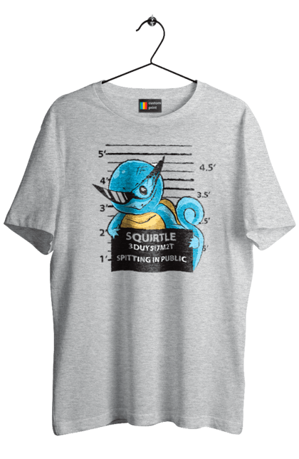 Men's t-shirt with prints Pokemon Squirtle Mugshot. Anime, games, mugshot, nintendo, pokemon, pokemon go, squirtle. 2070702