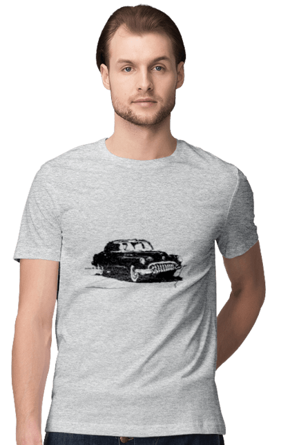 Футболка чоловіча з принтом "Авто.6". Авто, графіка, малюнок, ретро авто, чорно-білий. 2070702