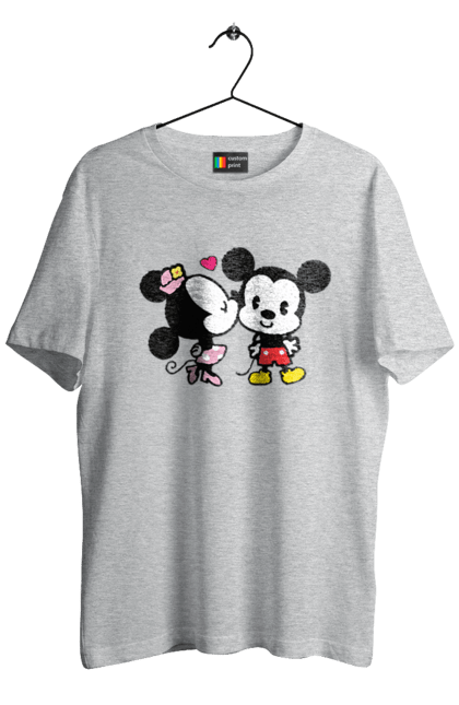 Футболка чоловіча з принтом "Міккі Маус та Мінні Маус". Mickey mouse, minnie mouse, дісней, міккі, міккі маус, мінні маус, мультфільм. 2070702