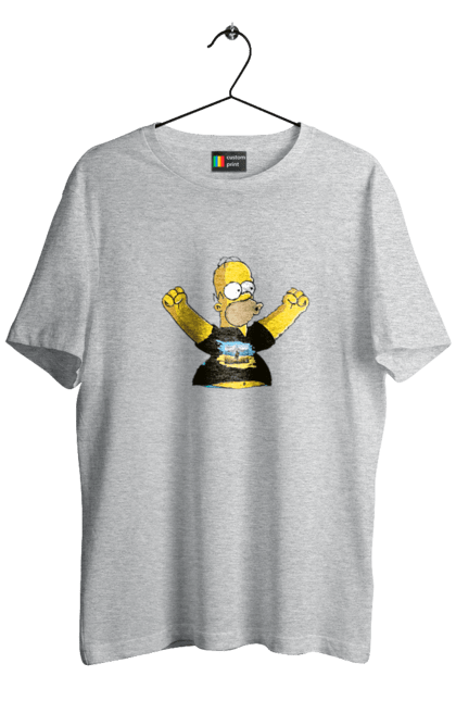 Men`s t-shirt with prints Simpson and the Russian ship. Homer, homer simpson, patriot, russian ship, ship brand, simpson, ukraine, victory, war. 2070702