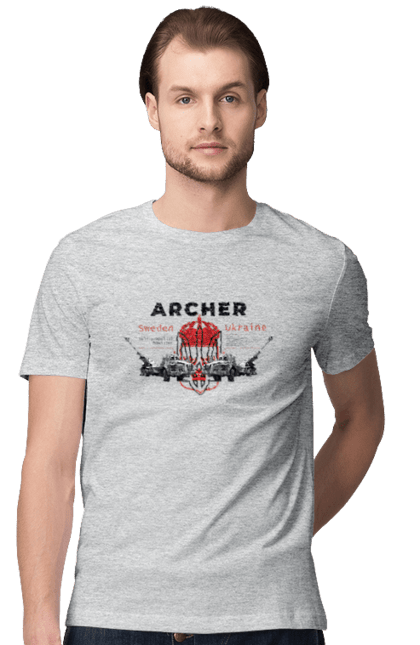 Men`s t-shirt with prints Archer. Archer, bayraktar, caesar, himars, javelin, nlaw, patriot, weapons, zaluzhny. 2070702