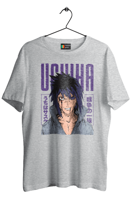 Футболка мужская с принтом Наруто Саске Учиха. Naruto, sasuke, sasuke uchiha, аниме, команда 7, команда номер 7, манга, наруто, саске, саске учиха. 2070702