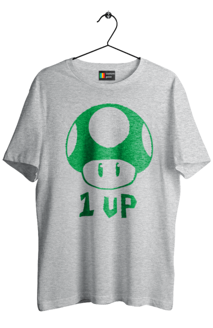 Men's t-shirt with prints 1UP Mario. Character, game, mario, mario bros, nintendo. 2070702