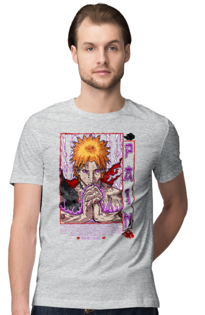 Men's t-shirt with prints Naruto Yahiko. Akatsuki, anime, character, manga, naruto, ninja, pain, tv series, yahiko. 2070702