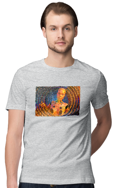 Футболка чоловіча з принтом "Штучний інтелект". Айті, айтішник, гик, жінка, знання, інженер, інтелект, кібер, кібернетика, кіборг, код, комп, комп`ютерник, кристал, машинне навчання, мікросхема, мозок, портрет, програміст, професіонал, професія, розробник, розум, хакер, чіп, штучний інтелект, штучний розум. 2070702