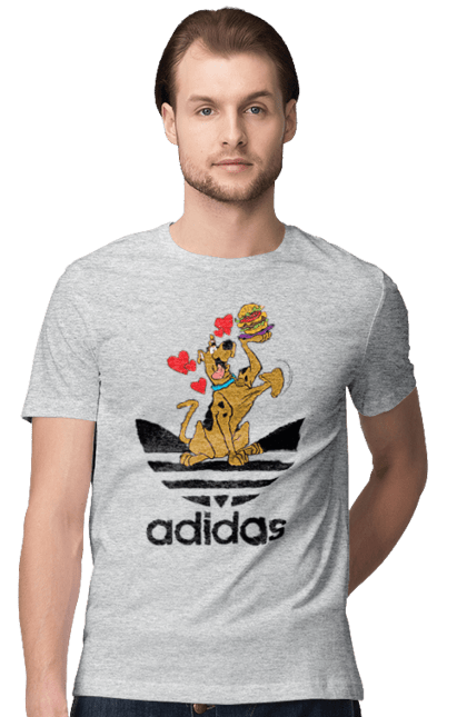 Футболка чоловіча з принтом "Adidas Скубі Ду". Adidas, scooby doo, scooby-doo, адідас, мультсеріал, серіал, скубі ду, скубі-ду, собака. 2070702