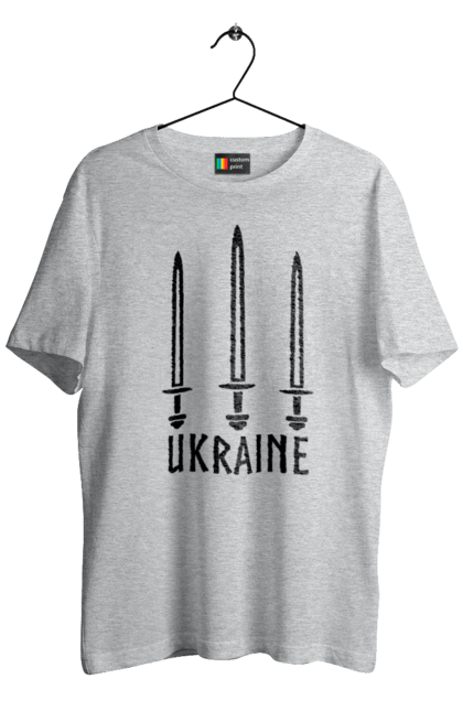 Men's t-shirt with prints Ukraine three swords. Sword, three swords, ukraine, weapon. CustomPrint.market