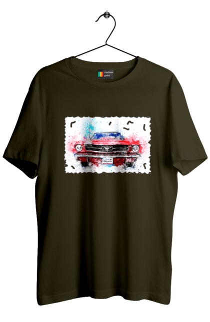 Футболка чоловіча з принтом "Автомобіль мустанг". Автомобіль мустанг, донати, допомога, дорога, колесо, конь, машина, мустанг, пейпел, україна. 2070702