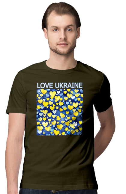 Футболка чоловіча з принтом "Люблю Україну". Люблю україну, любов, серце, символи україни, україна, українська символіка. 2070702