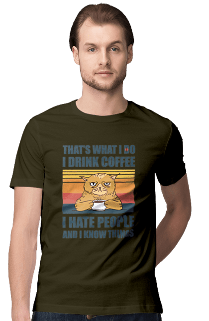 Футболка чоловіча з принтом "Невдоволений кіт". Angular, c, css, html, it, javascript, jquery, php, python, react, svelt, vue, айтишник, айті, гумор, код, кодувати, прогер, програміст, програмісти, ти ж, ти ж програміст, тиж програміст. 2070702