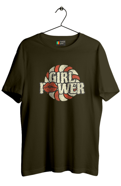 Футболка мужская с принтом Girl Power. Girl power, девушки, девушки могут, женская сила, женщины, лозунг, независимость, сила, феминизм. 2070702