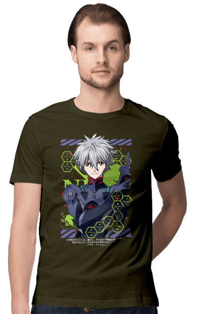 Футболка чоловіча з принтом "Євангеліон Каору". Kaworu, kaworu nagisa, neon genesis evangelion, nerv, аніме, єва, євангеліон, каору, каору наґіса, манга. 2070702