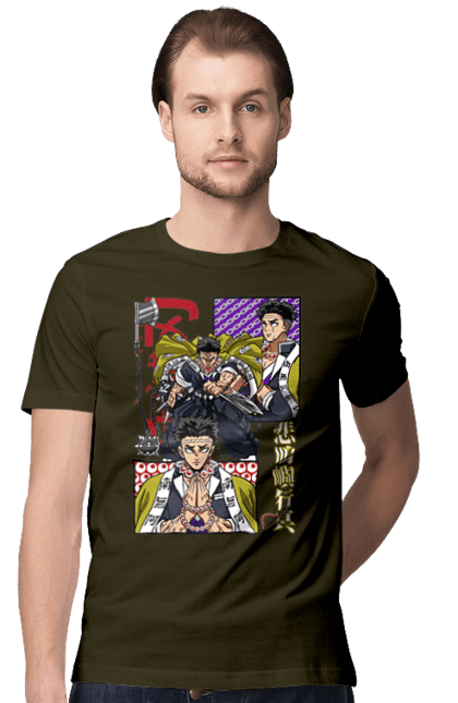 Men's t-shirt with prints Demon Slayer Gyomei. Anime, demon slayer, gyomei, gyomei himejima, himejima, kimetsu no yaiba, manga, serial. 2070702