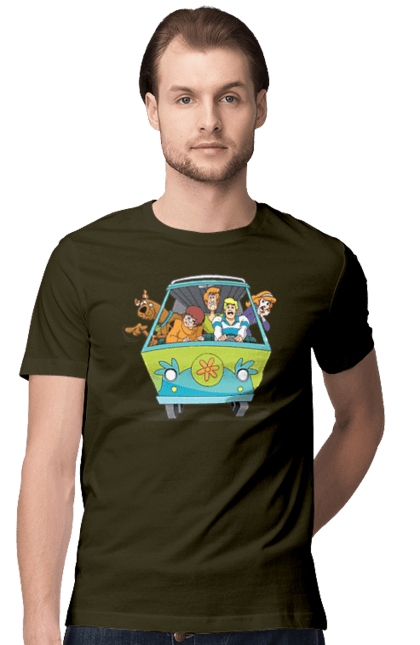 Men`s t-shirt with prints Scooby Doo Machine. Car, cartoon, dog, scooby doo. 2070702