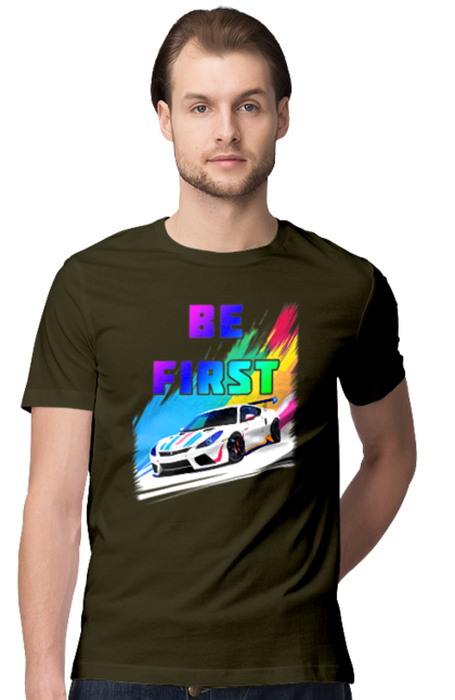 Футболка чоловіча з принтом "Гонка". Автомобільний, гонка, спортивна машина, спортивний автомобіль. 2070702