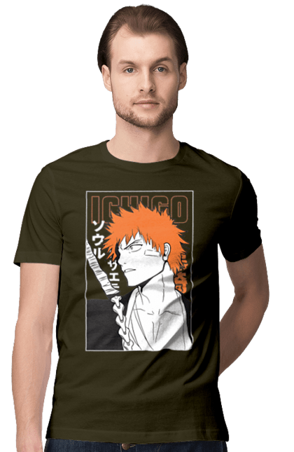 Футболка чоловіча з принтом "Бліч Куросакі Ічіґо". Anime, bleach, ichigo kurosaki, manga, аніме, бліч, ічіго, куросакі ічіґо, манга. 2070702