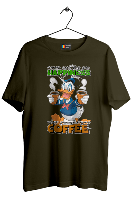 Men's t-shirt with prints Donald Duck Coffee. Animated series, cartoon, coffee, cup, disney, donald duck. 2070702