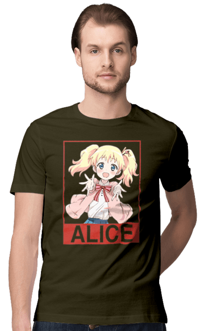 Футболка чоловіча з принтом "Золота мозаїка Аліса Картелет". Alice cartelet, anime, kiniro mosaic, kinmoza, manga, аліса, аліса картелет, аніме, золота мозаїка, манга. 2070702