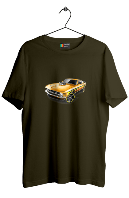 Футболка чоловіча з принтом "Форд мустанг". Американська легенда, жовтий мустанг, культове авто, мустанг, потужне авто, форд мустанг, шелбі. 2070702