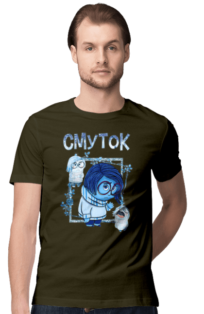 Men's t-shirt with prints Inside Out Sadness. Cartoon, emotions, inside out, pixar, sadness. 2070702