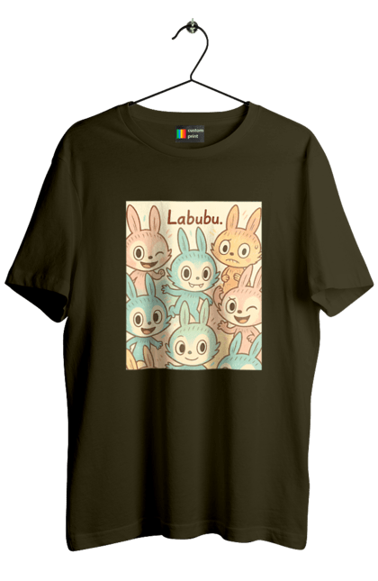 Футболка чоловіча з принтом "Лабубу". Безтурботно, грайливо, дизайнперсонажу, каваї, лабубу, милі мистецтво, ніжні відтінки, пастельніквіти, стиль мультфільму, чарівно. 2070702