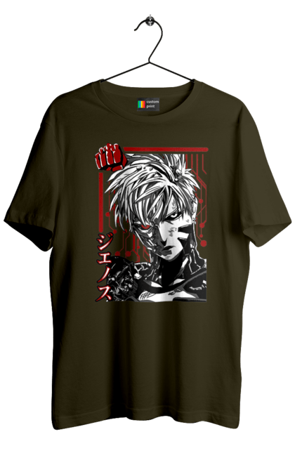 Men's t-shirt with prints One Punch Man Genos. Anime, comedy, cyborg, demon, demon cyborg, genos, manga, one punch man, parody, superheroes. 2070702