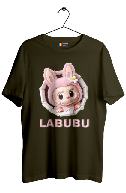 Футболка чоловіча з принтом "Лабубу". Іграшка лабубу, лабубу, лабубу кока кола, мерч лабубу, мила, рожева лабубу, смішна лабубу. 2070702