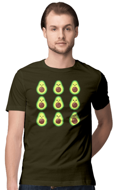 Men`s t-shirt with prints Avocado Mood. Avocado, emotion, food. 2070702