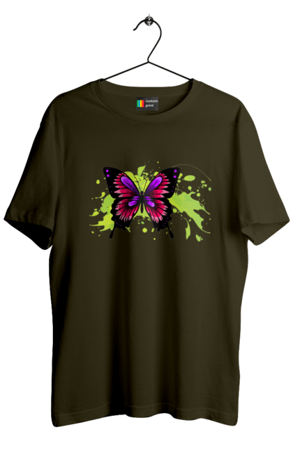 Men`s t-shirt with prints Pink Butterfly. Butterfly. 2070702