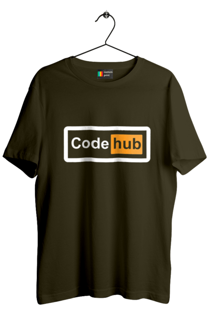 Футболка чоловіча з принтом "Код хаб". Айті, айтішник, для айтішника, для програміста, код хаб, подарунок айтішнику, подарунок програмісту, програміст, розробник. 2070702