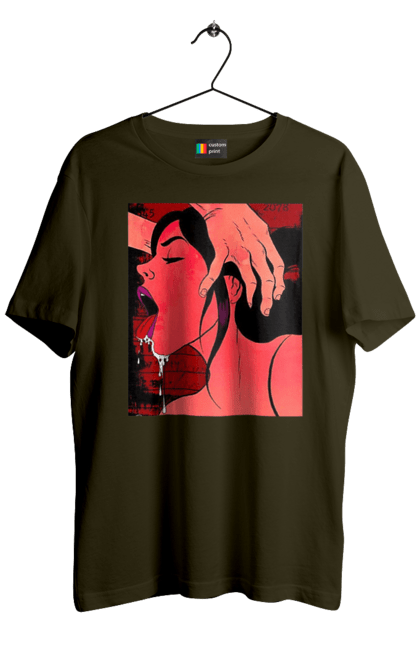 Футболка чоловіча з принтом "Дівчина Смокче Зі Слиною". Секс, смоктати. 2070702