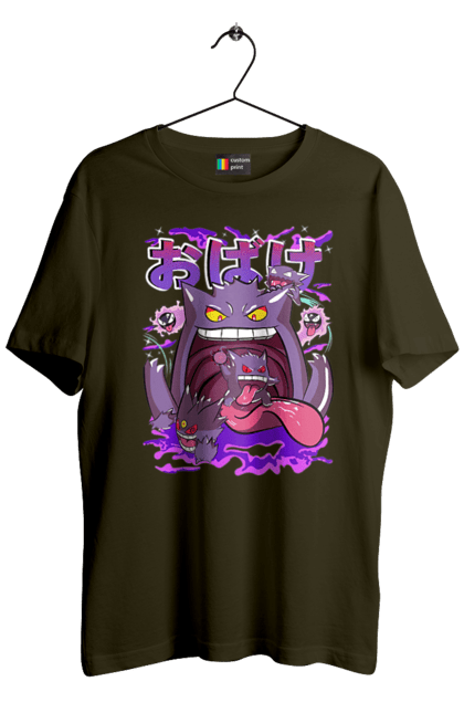 Men`s t-shirt with prints Pokemon Gengar. Anime, fushigibana, games, gengar, nintendo, pokemon, pokemon go. 2070702